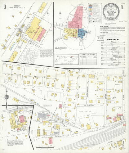 Sanborn Fire Insurance Map from Oneida, Scott County, Tennessee (1933), Sheet #0001 - Complete Map Set gallery image, historic Sanborn map, vintage wall art, Tennessee Tennessee