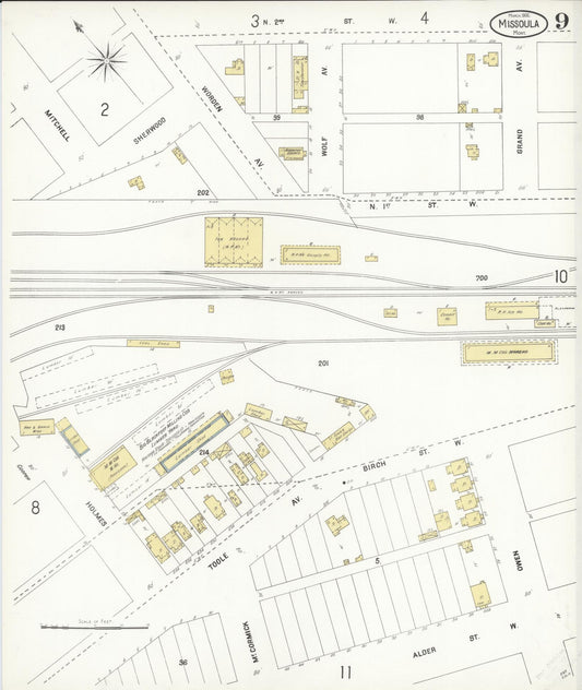 Sanborn Fire Insurance Map from Missoula, Missoula County, Montana (1902), Sheet #0009 - Historic Sanborn Fire Insurance Map Print, vintage old map wall art, antique decor, genealogy gift, Montana Montana map