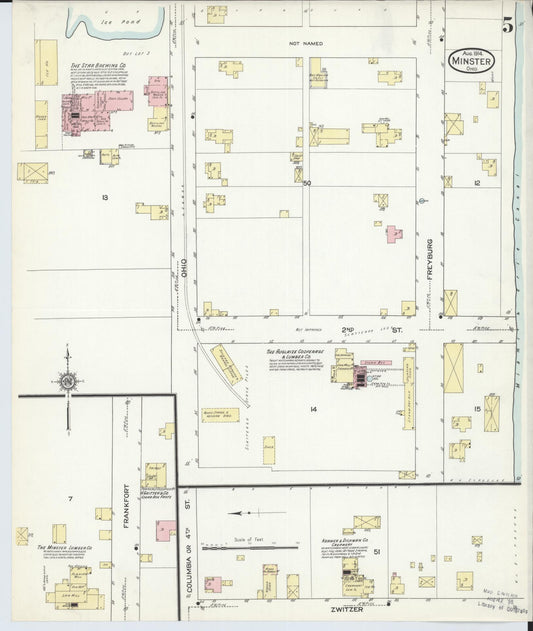 Sanborn Fire Insurance Map from Minster, Auglaize County, Ohio (1914), Sheet #0005 - Historic Sanborn Fire Insurance Map Print, vintage old map wall art, antique decor, genealogy gift, Ohio Ohio map
