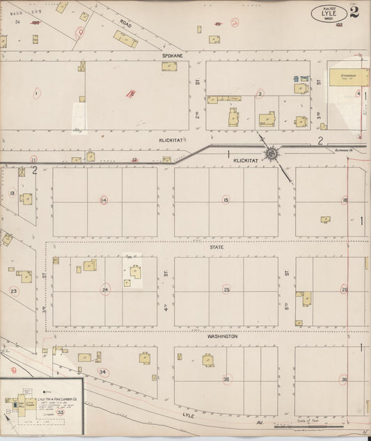 Sanborn Fire Insurance Map from Lyle, Klickitat County, Washington (1929), Sheet #0002 - Historic Sanborn Fire Insurance Map Print, vintage old map wall art, antique decor, genealogy gift, Washington Washington map