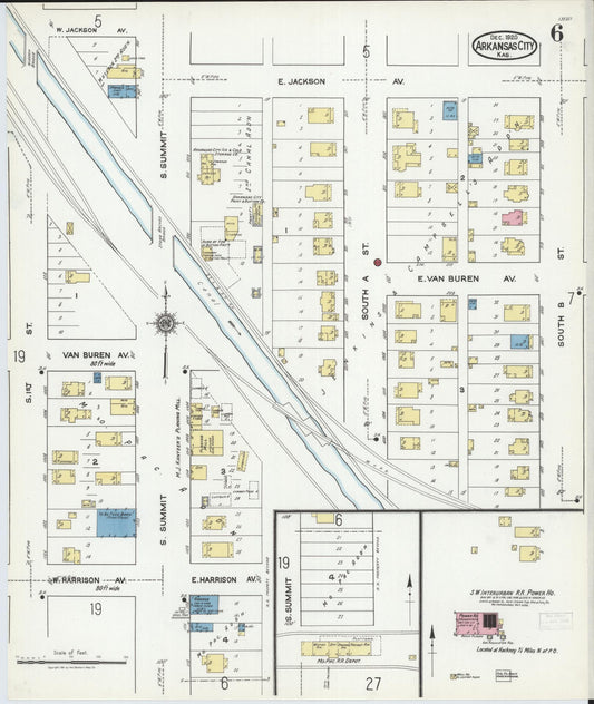 Sanborn Fire Insurance Map from Arkansas City, Cowley County, Kansas (1920), Sheet #0006 - Historic Sanborn Fire Insurance Map Print, vintage old map wall art, antique decor, genealogy gift, Arkansas Arkansas map
