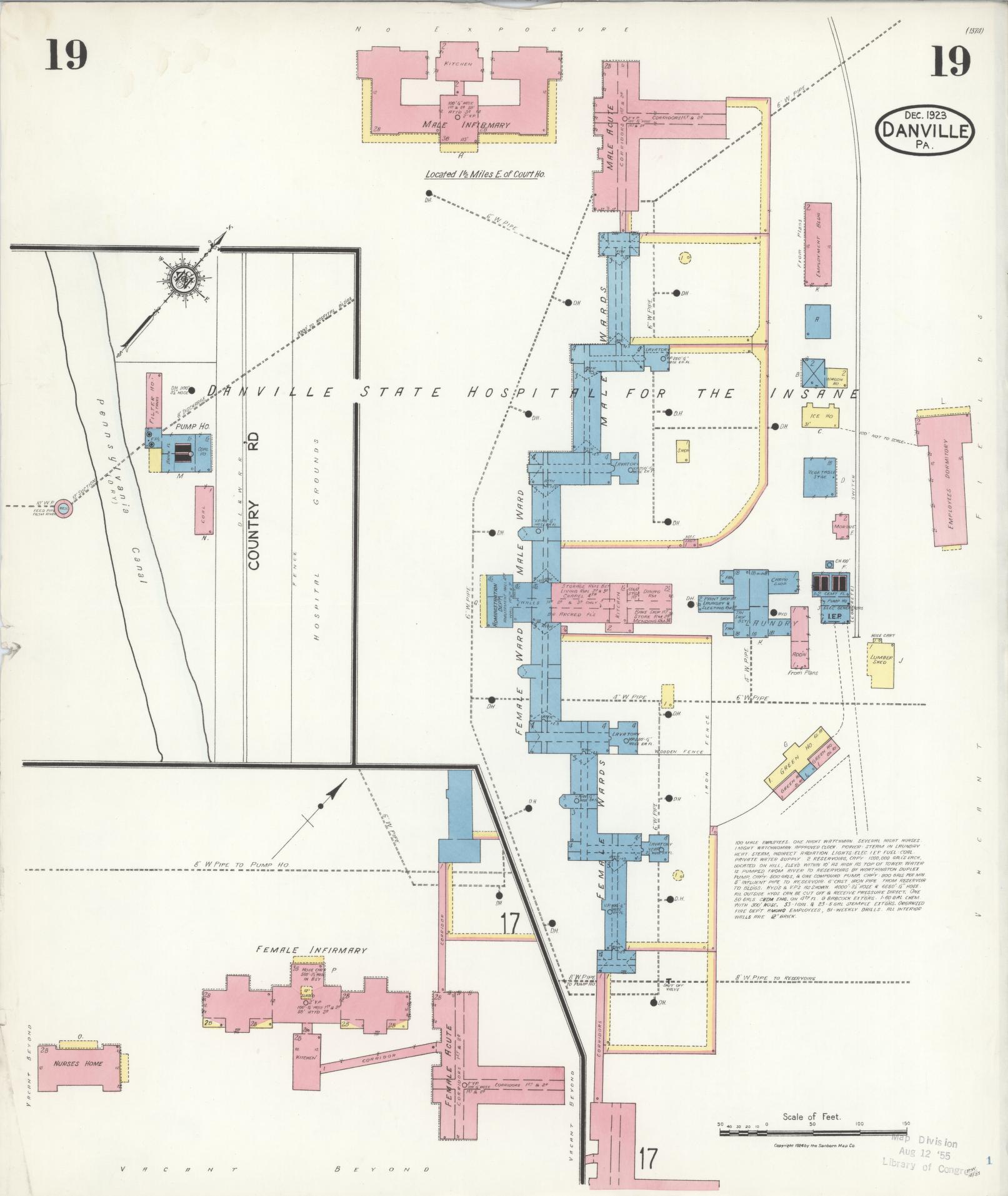 Sanborn Fire Insurance Map from Danville, Montour County, Pennsylvania (1923), Sheet #0019 - Historic Sanborn Fire Insurance Map Print, vintage old map wall art, antique decor, genealogy gift, Pennsylvania Pennsylvania map