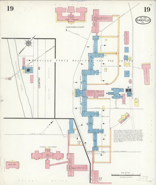 Sanborn Fire Insurance Map from Danville, Montour County, Pennsylvania (1923), Sheet #0019 - Historic Sanborn Fire Insurance Map Print, vintage old map wall art, antique decor, genealogy gift, Pennsylvania Pennsylvania map
