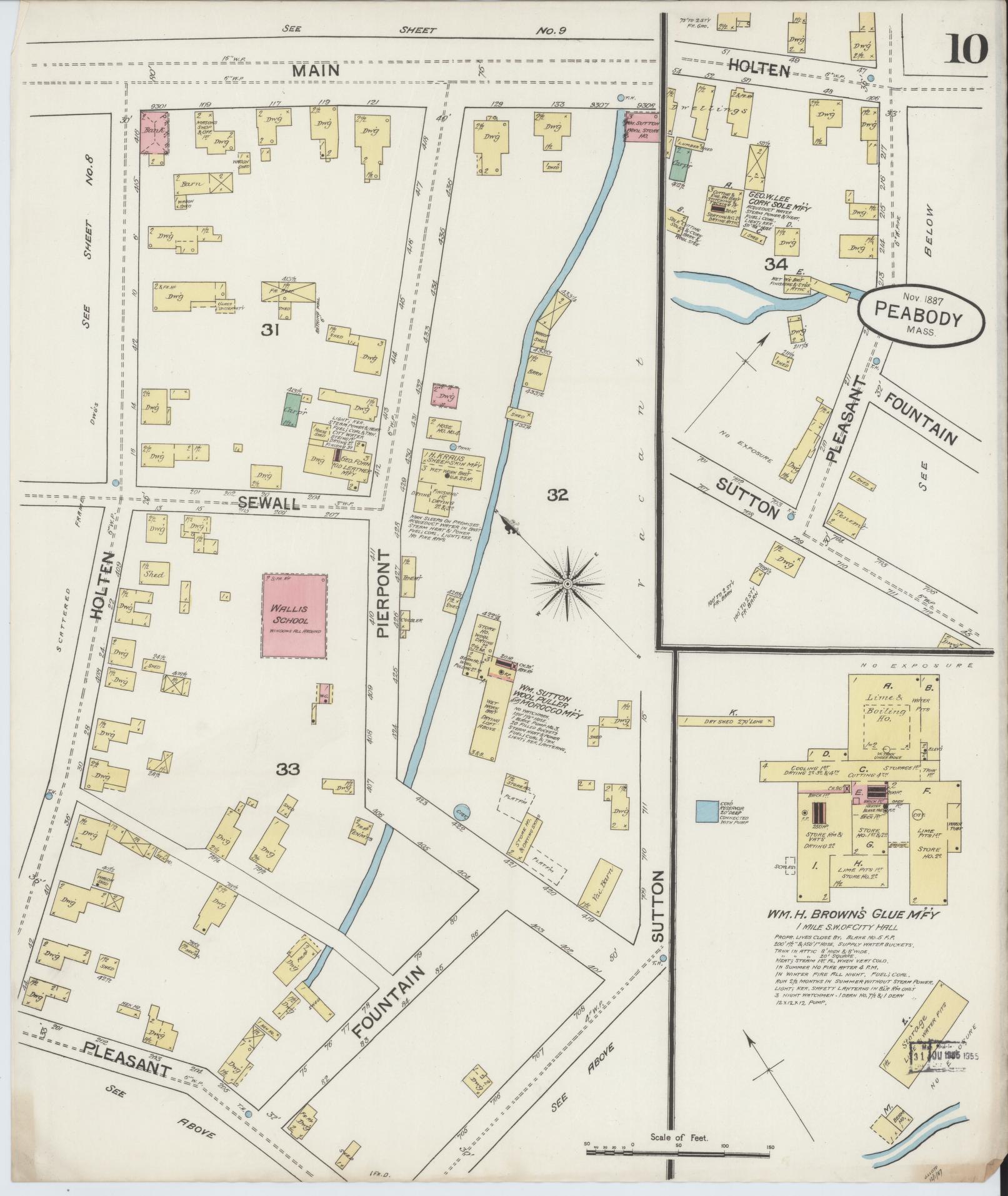 Sanborn Fire Insurance Map from Peabody, Essex County, Massachusetts (1887), Sheet #0010 - Complete Map Set gallery image, historic Sanborn map, vintage wall art, Massachusetts Massachusetts