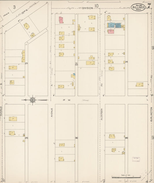 Sanborn Fire Insurance Map from Billings, Yellowstone County, Montana (1912), Sheet #0007 - Historic Sanborn Fire Insurance Map Print, vintage old map wall art, antique decor, genealogy gift, Montana Montana map