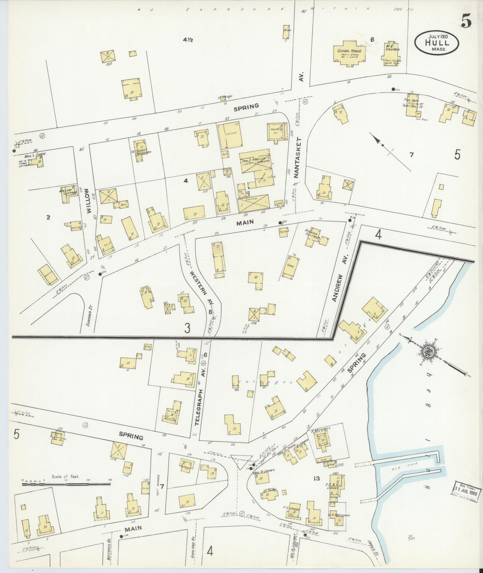 Sanborn Fire Insurance Map from Hull, Plymouth County, Massachusetts (1910), Sheet #0005 - Complete Map Set gallery image, historic Sanborn map, vintage wall art, Massachusetts Massachusetts