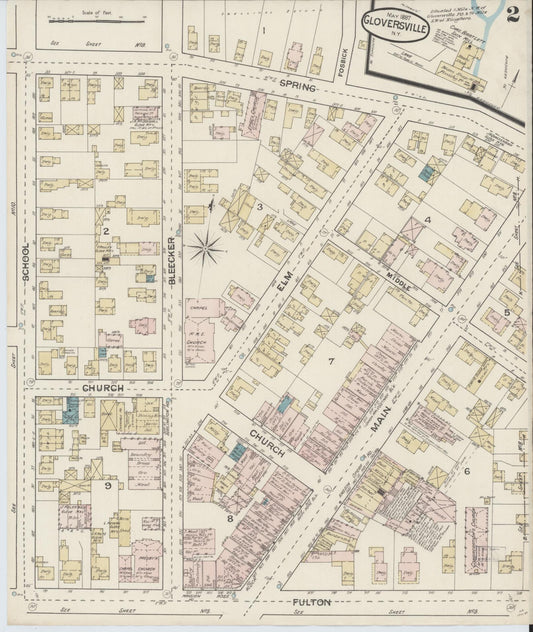 Sanborn Fire Insurance Map from Gloversville, Fulton County, New York (1887), Sheet #0002 - Complete Map Set gallery image, historic Sanborn map, vintage wall art, New York New York