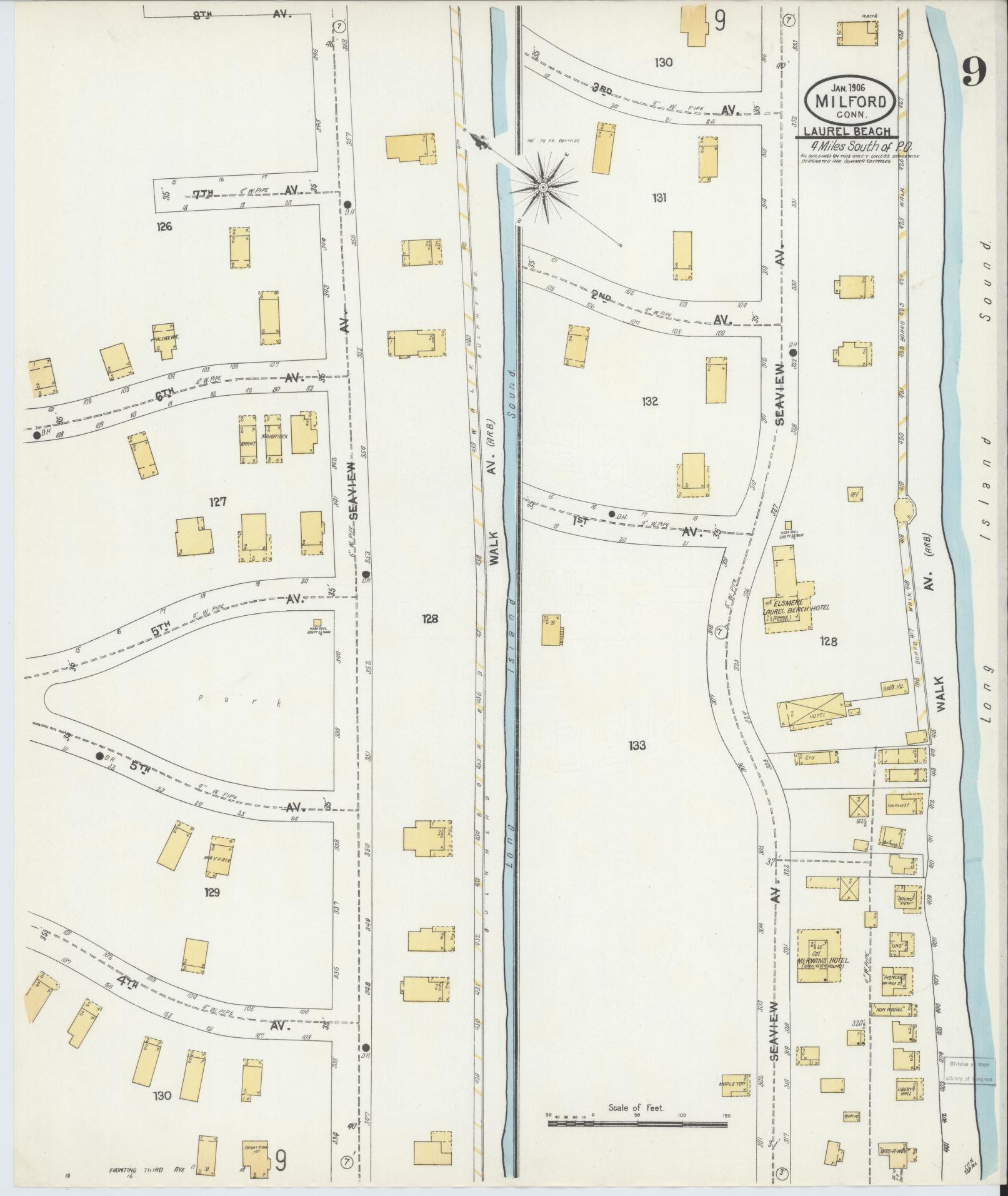 Sanborn Fire Insurance Map from Milford, New Haven County, Connecticut (1906), Sheet #0009 - Historic Sanborn Fire Insurance Map Print, vintage old map wall art, antique decor, genealogy gift, Connecticut Connecticut map