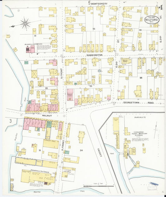 Sanborn Fire Insurance Map from Milford, Kent And Sussex Counties, Delaware (1904), Sheet #0004 - Historic Sanborn Fire Insurance Map Print, vintage old map wall art, antique decor, genealogy gift, Delaware Delaware map