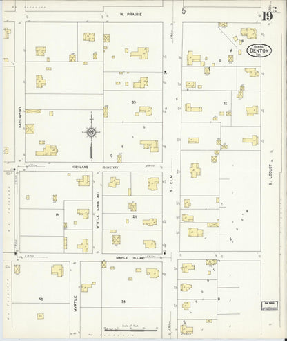 Sanborn Fire Insurance Map from Denton, Denton County, Texas (1912), Sheet #0019 - Historic Sanborn Fire Insurance Map Print, vintage old map wall art, antique decor, genealogy gift, Texas Texas map