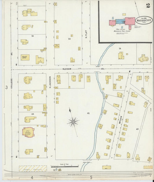 Sanborn Fire Insurance Map from Waxahachie, Ellis County, Texas (1898), Sheet #0002 - Historic Sanborn Fire Insurance Map Print, vintage old map wall art, antique decor, genealogy gift, Texas Texas map
