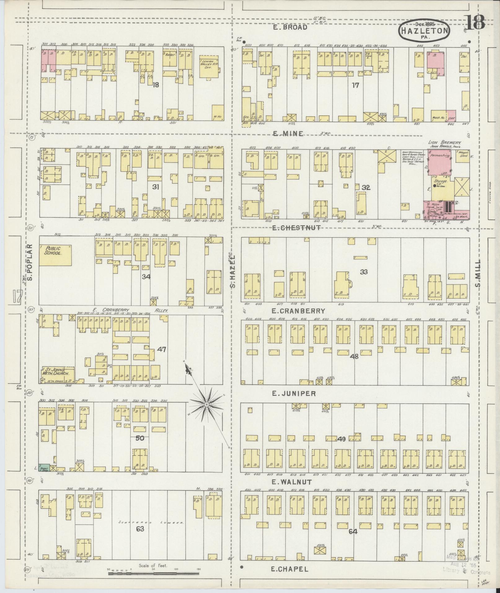 Sanborn Fire Insurance Map from Hazleton, Luzerne County, Pennsylvania (1895), Sheet #0018 - Complete Map Set gallery image, historic Sanborn map, vintage wall art, Pennsylvania Pennsylvania