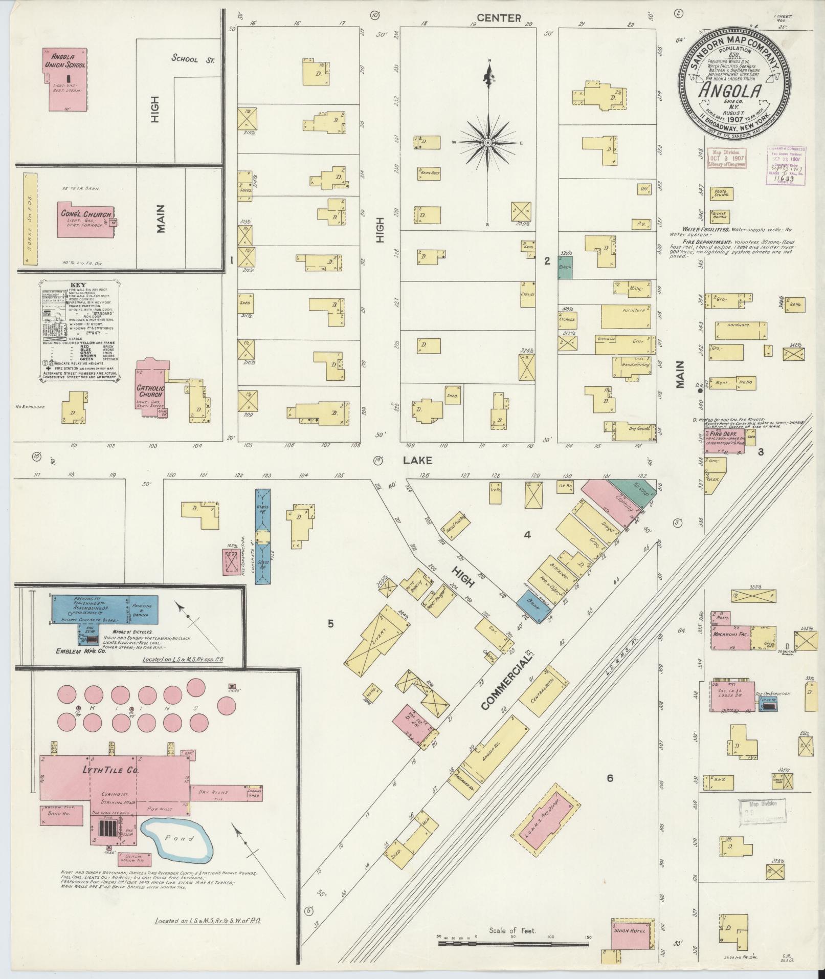 Sanborn Fire Insurance Map from Angola, Erie County, New York. (1907) – Historic Sanborn Fire Insurance Map Print