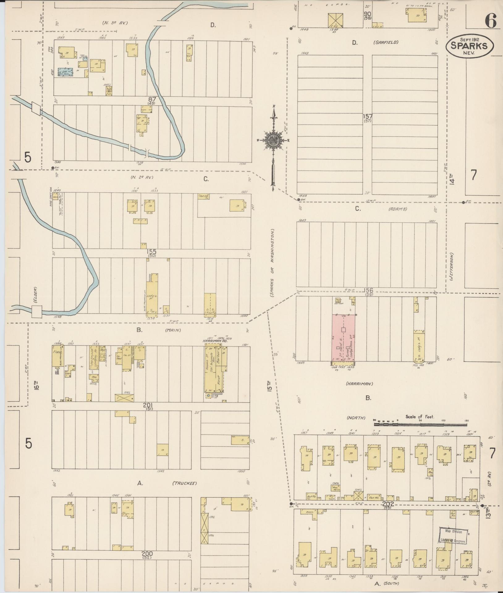 Sanborn Fire Insurance Map from Sparks, Washoe County, Nevada (1912), Sheet #0006 - Historic Sanborn Fire Insurance Map Print, vintage old map wall art, antique decor, genealogy gift, Nevada Nevada map