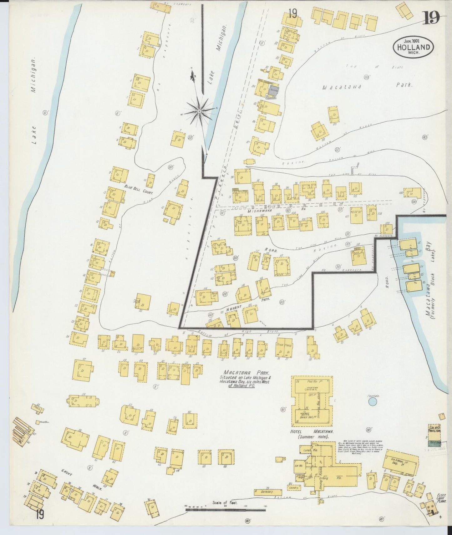 Sanborn Fire Insurance Map from Holland, Ottawa County, Michigan (1902), Sheet #0019 - Complete Map Set gallery image, historic Sanborn map, vintage wall art, Michigan Michigan