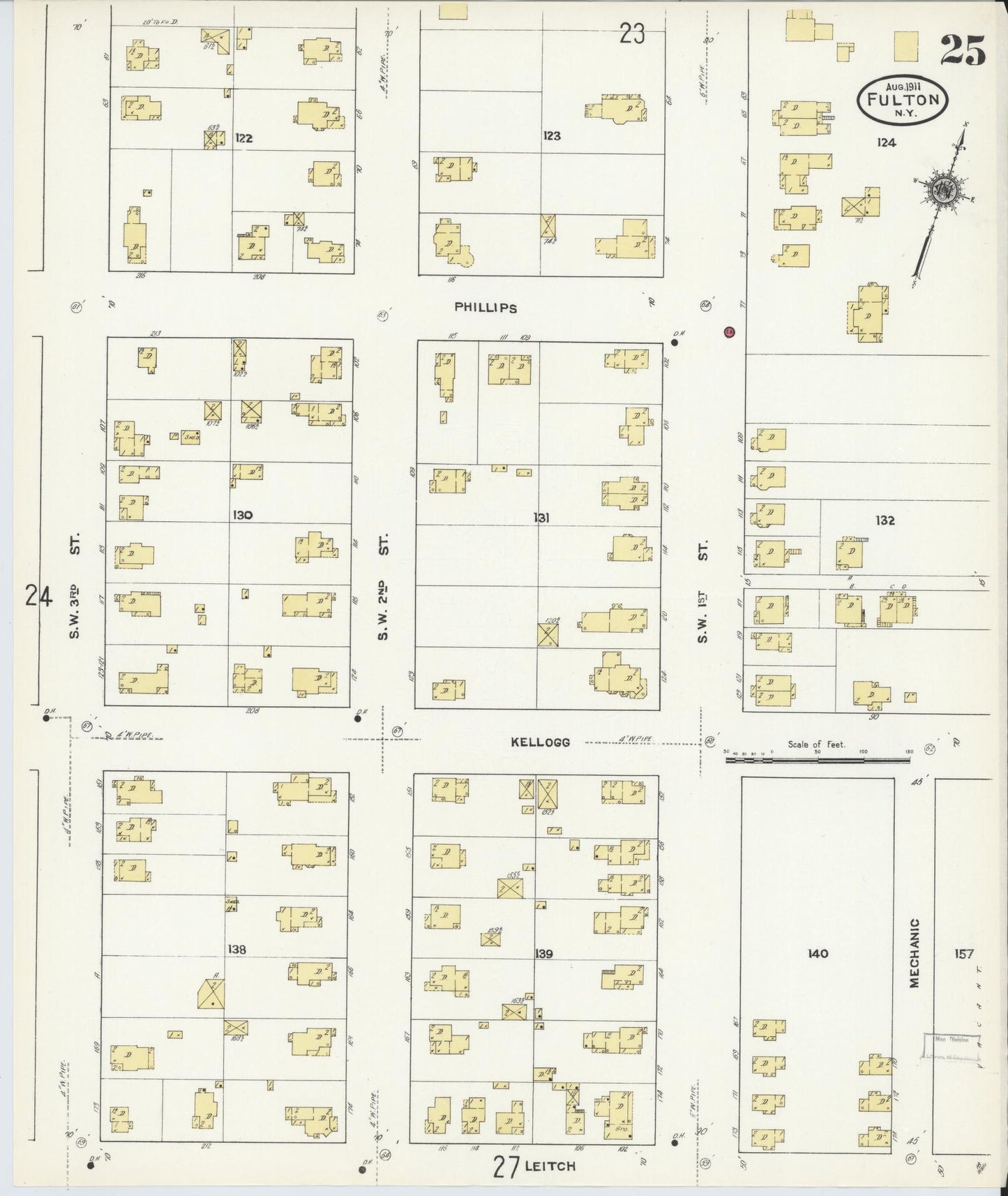 Sanborn Fire Insurance Map from Fulton, Oswego County, New York (1911), Sheet #0025 - Complete Map Set gallery image, historic Sanborn map, vintage wall art, New York New York