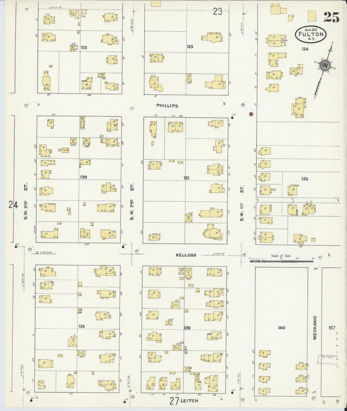 Sanborn Fire Insurance Map from Fulton, Oswego County, New York (1911), Sheet #0025 - Complete Map Set gallery image, historic Sanborn map, vintage wall art, New York New York