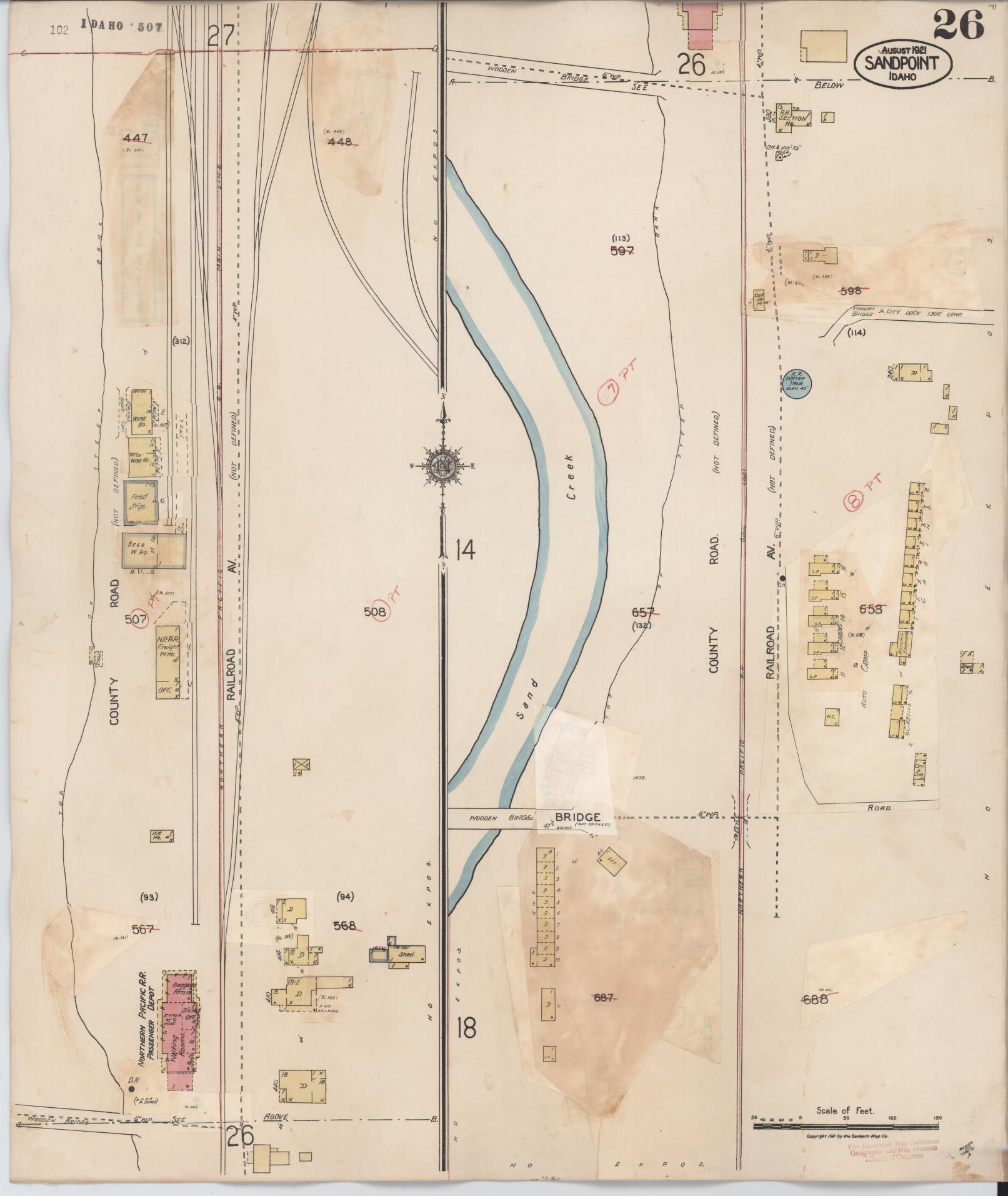 Sanborn Fire Insurance Map from Sandpoint, Bonner County, Idaho (1948), Sheet #0026 - Complete Map Set gallery image, historic Sanborn map, vintage wall art, Idaho Idaho