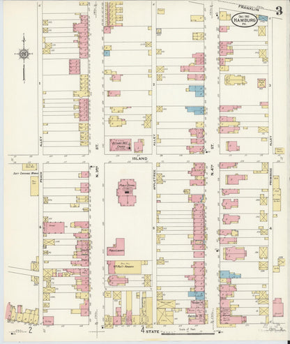 Sanborn Fire Insurance Map from Hamburg, Berks County, Pennsylvania (1910), Sheet #0003 - Complete Map Set gallery image, historic Sanborn map, vintage wall art, Pennsylvania Pennsylvania
