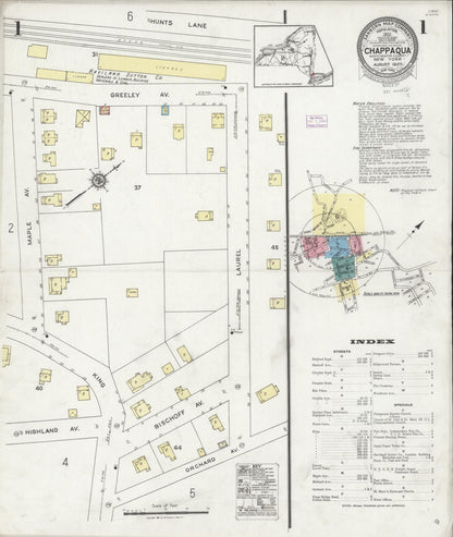 Sanborn Fire Insurance Map from Chappaqua, Westchester County, New York (1925), Sheet #0001 - Historic Sanborn Fire Insurance Map Print, vintage old map wall art, antique decor, genealogy gift, New York New York map