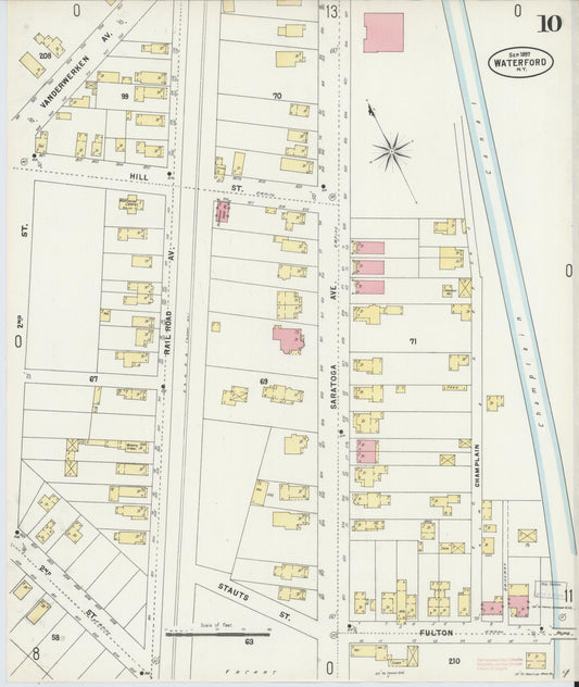 Sanborn Fire Insurance Map from Waterford, Saratoga County, New York (1897), Sheet #0010 - Historic Sanborn Fire Insurance Map Print, vintage old map wall art, antique decor, genealogy gift, New York New York map