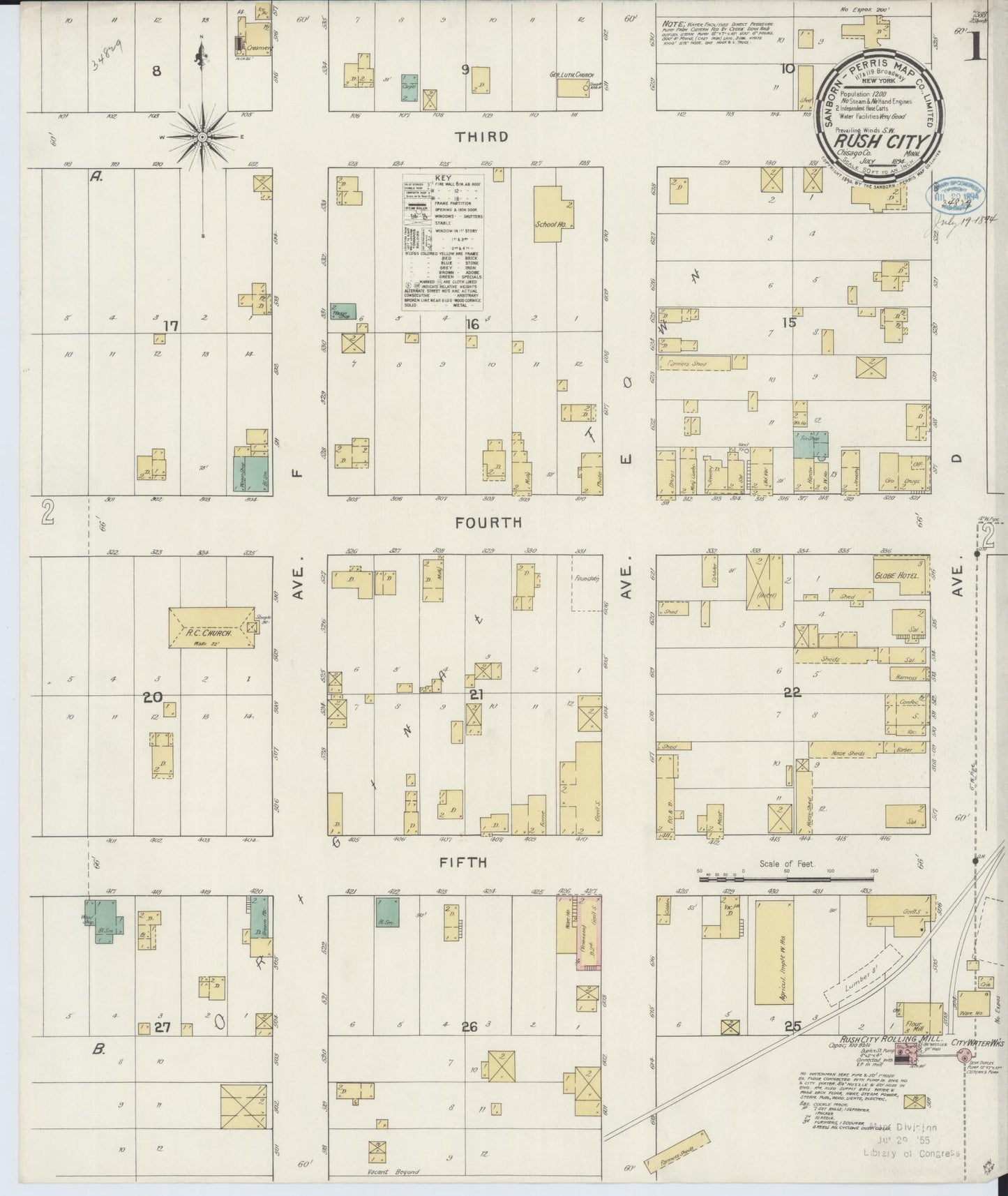 Sanborn Fire Insurance Map from Rush City, Chisago County, Minnesota (1894), Sheet #0001 - Historic Sanborn Fire Insurance Map Print, vintage old map wall art, antique decor, genealogy gift, Minnesota Minnesota map