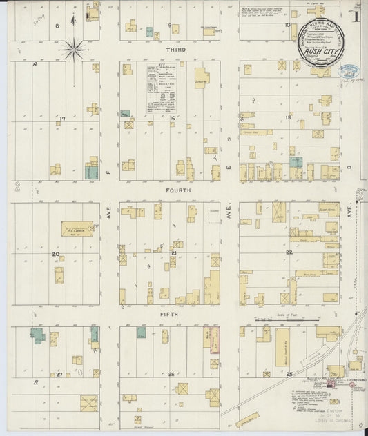 Sanborn Fire Insurance Map from Rush City, Chisago County, Minnesota (1894), Sheet #0001 - Historic Sanborn Fire Insurance Map Print, vintage old map wall art, antique decor, genealogy gift, Minnesota Minnesota map