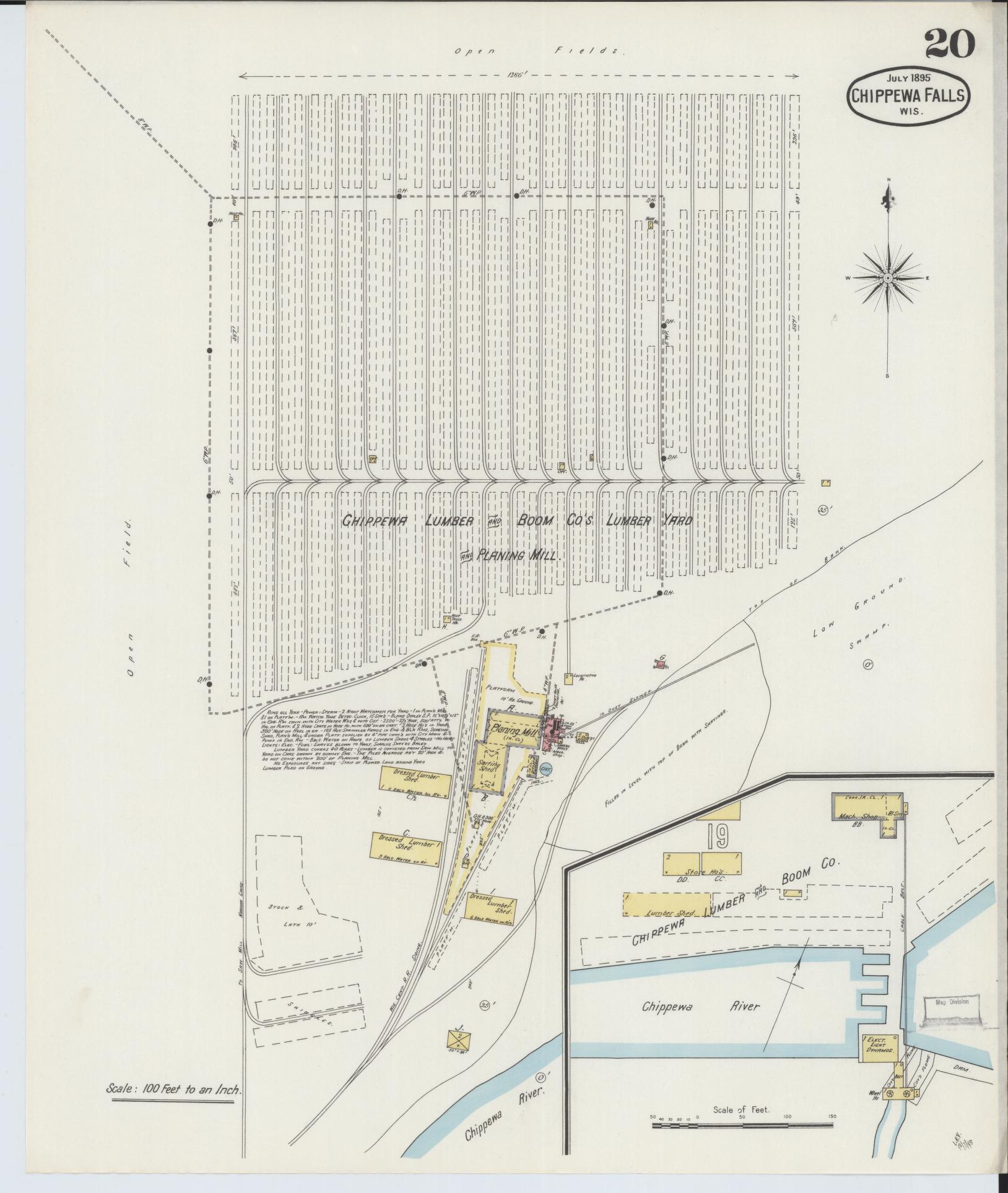 Sanborn Fire Insurance Map from Chippewa Falls, Chippewa County, Wisconsin (1895), Sheet #0020 - Complete Map Set gallery image, historic Sanborn map, vintage wall art, Wisconsin Wisconsin