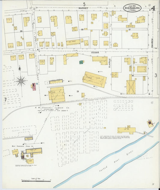 Sanborn Fire Insurance Map from Dyersburg, Dyer County, Tennessee (1905), Sheet #0004 - Historic Sanborn Fire Insurance Map Print, vintage old map wall art, antique decor, genealogy gift, Tennessee Tennessee map