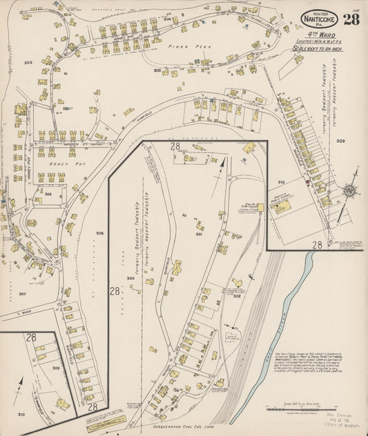Sanborn Fire Insurance Map from Nanticoke, Luzerne County, Pennsylvania (1920), Sheet #0028 - Historic Sanborn Fire Insurance Map Print, vintage old map wall art, antique decor, genealogy gift, Pennsylvania Pennsylvania map