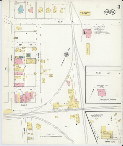 Sanborn Fire Insurance Map from Guthrie, Todd County, Kentucky (1910), Sheet #0003 - Complete Map Set gallery image, historic Sanborn map, vintage wall art, Kentucky Kentucky