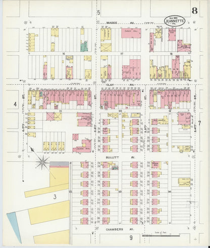 Sanborn Fire Insurance Map from Jeannette, Westmoreland County, Pennsylvania (1905), Sheet #0008 - Complete Map Set gallery image, historic Sanborn map, vintage wall art, Pennsylvania Pennsylvania