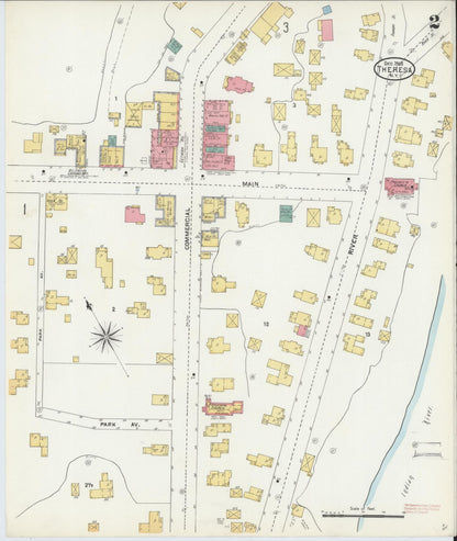 Sanborn Fire Insurance Map from Theresa, Jefferson County, New York (1905), Sheet #0002 - Historic Sanborn Fire Insurance Map Print, vintage old map wall art, antique decor, genealogy gift, New York New York map