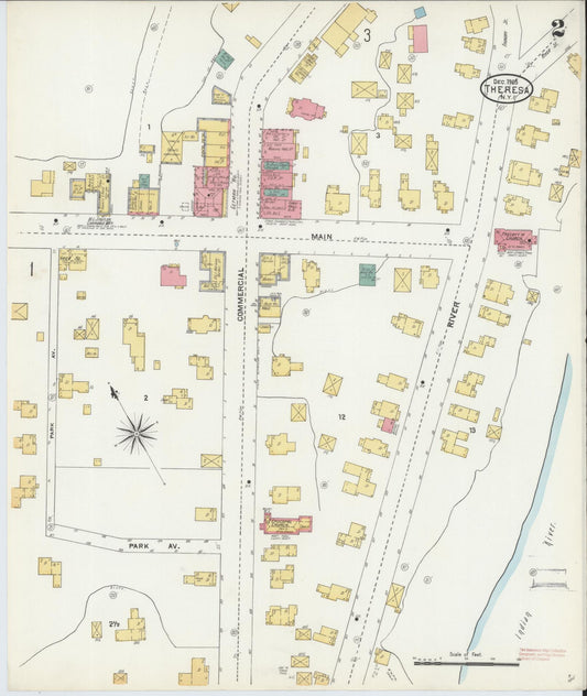 Sanborn Fire Insurance Map from Theresa, Jefferson County, New York (1905), Sheet #0002 - Historic Sanborn Fire Insurance Map Print, vintage old map wall art, antique decor, genealogy gift, New York New York map