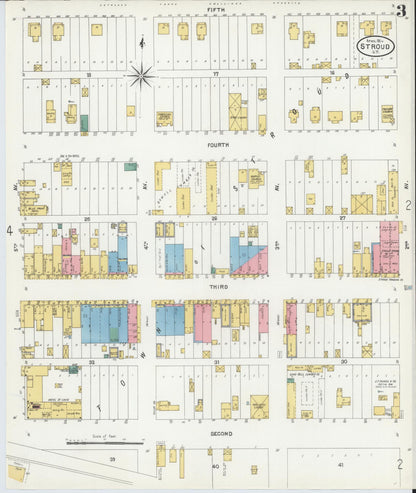 Sanborn Fire Insurance Map from Stroud, Lincoln County, Oklahoma (1904), Sheet #0003 - Complete Map Set gallery image, historic Sanborn map, vintage wall art, Oklahoma Oklahoma