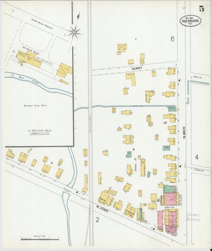 Sanborn Fire Insurance Map from Sherburne, Chenango County, New York (1900), Sheet #0005 - Historic Sanborn Fire Insurance Map Print, vintage old map wall art, antique decor, genealogy gift, New York New York map