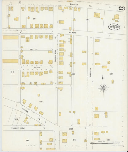 Sanborn Fire Insurance Map from Butler, Butler County, Pennsylvania (1906), Sheet #0023 - Complete Map Set gallery image, historic Sanborn map, vintage wall art, Pennsylvania Pennsylvania