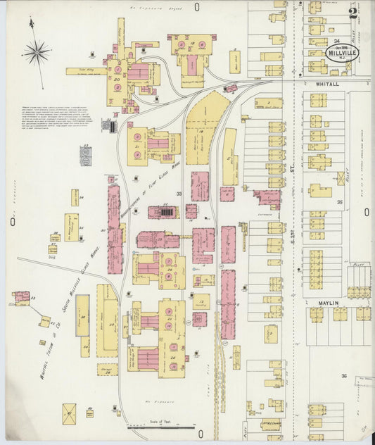 Sanborn Fire Insurance Map from Millville, Cumberland County, New Jersey (1898), Sheet #0002 - Historic Sanborn Fire Insurance Map Print, vintage old map wall art, antique decor, genealogy gift, New Jersey New Jersey map
