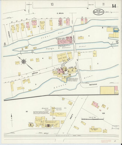 Sanborn Fire Insurance Map from Waterloo, Seneca County, New York (1911), Sheet #0014 - Complete Map Set gallery image, historic Sanborn map, vintage wall art, New York New York