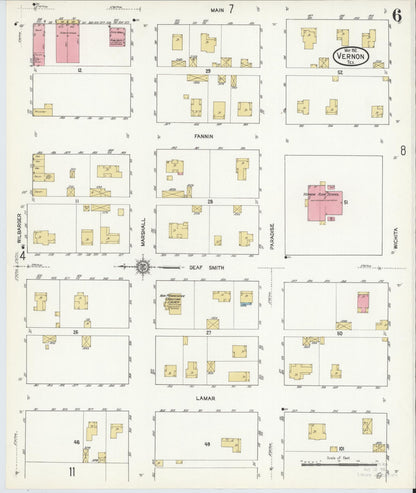 Sanborn Fire Insurance Map from Vernon, Wilbarger County, Texas (1912), Sheet #0006 - Complete Map Set gallery image, historic Sanborn map, vintage wall art, Texas Texas