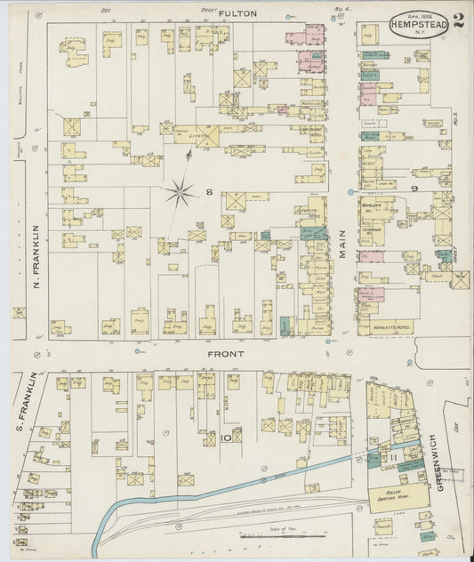 Sanborn Fire Insurance Map from Hempstead, Nassau County, New York (1886), Sheet #0002 - Historic Sanborn Fire Insurance Map Print, vintage old map wall art, antique decor, genealogy gift, New York New York map