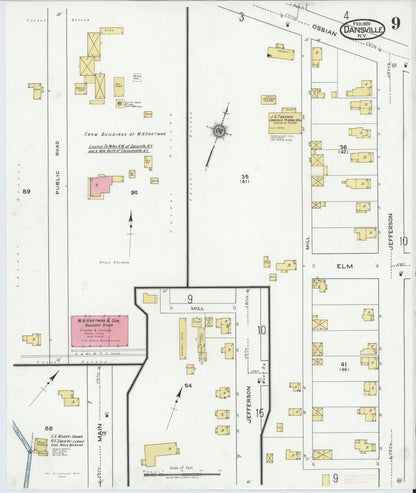 Sanborn Fire Insurance Map from Dansville, Livingston County, New York (1920), Sheet #0009 - Historic Sanborn Fire Insurance Map Print, vintage old map wall art, antique decor, genealogy gift, New York New York map