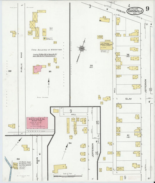 Sanborn Fire Insurance Map from Dansville, Livingston County, New York (1920), Sheet #0009 - Historic Sanborn Fire Insurance Map Print, vintage old map wall art, antique decor, genealogy gift, New York New York map