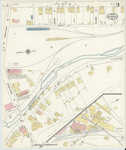 Sanborn Fire Insurance Map from Bangor, Northampton County, Pennsylvania (1912), Sheet #0003 - Historic Sanborn Fire Insurance Map Print, vintage old map wall art, antique decor, genealogy gift, Pennsylvania Pennsylvania map