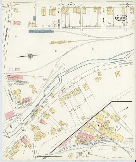 Sanborn Fire Insurance Map from Bangor, Northampton County, Pennsylvania (1912), Sheet #0003 - Historic Sanborn Fire Insurance Map Print, vintage old map wall art, antique decor, genealogy gift, Pennsylvania Pennsylvania map