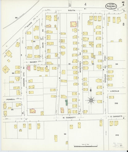 Sanborn Fire Insurance Map from Ridgway, Elk County, Pennsylvania (1909), Sheet #0007 - Complete Map Set gallery image, historic Sanborn map, vintage wall art, Pennsylvania Pennsylvania