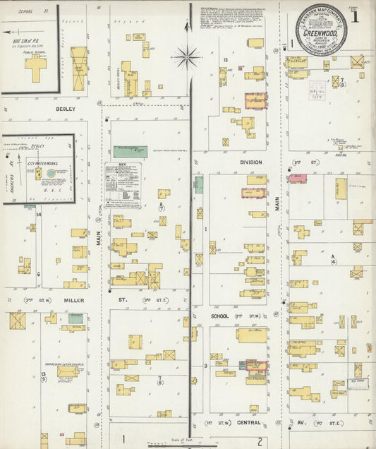 Sanborn Fire Insurance Map from Greenwood, Clark County, Wisconsin (1902), Sheet #0001 - Complete Map Set gallery image, historic Sanborn map, vintage wall art, Wisconsin Wisconsin