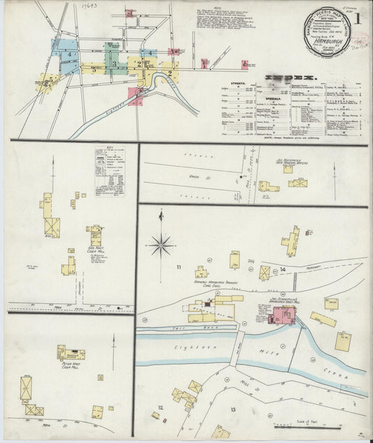 Sanborn Fire Insurance Map from Hamburg, Erie County, New York (1897), Sheet #0001 - Historic Sanborn Fire Insurance Map Print, vintage old map wall art, antique decor, genealogy gift, New York New York map