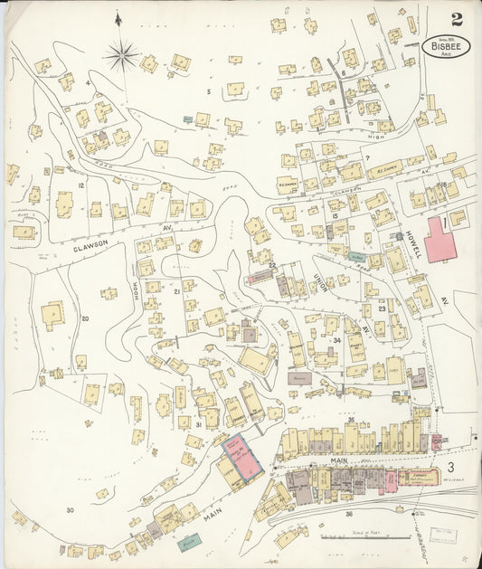 Sanborn Fire Insurance Map from Bisbee, Cochise County, Arizona (1901), Sheet #0002 - Historic Sanborn Fire Insurance Map Print, vintage old map wall art, antique decor, genealogy gift, Arizona Arizona map
