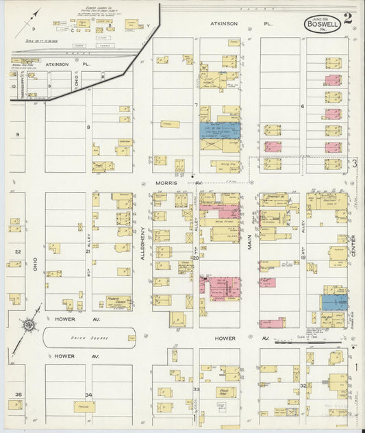 Sanborn Fire Insurance Map from Boswell, Somerset County, Pennsylvania (1916), Sheet #0002 - Historic Sanborn Fire Insurance Map Print, vintage old map wall art, antique decor, genealogy gift, Pennsylvania Pennsylvania map